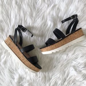 Madden girl black platform sandals size 10.
